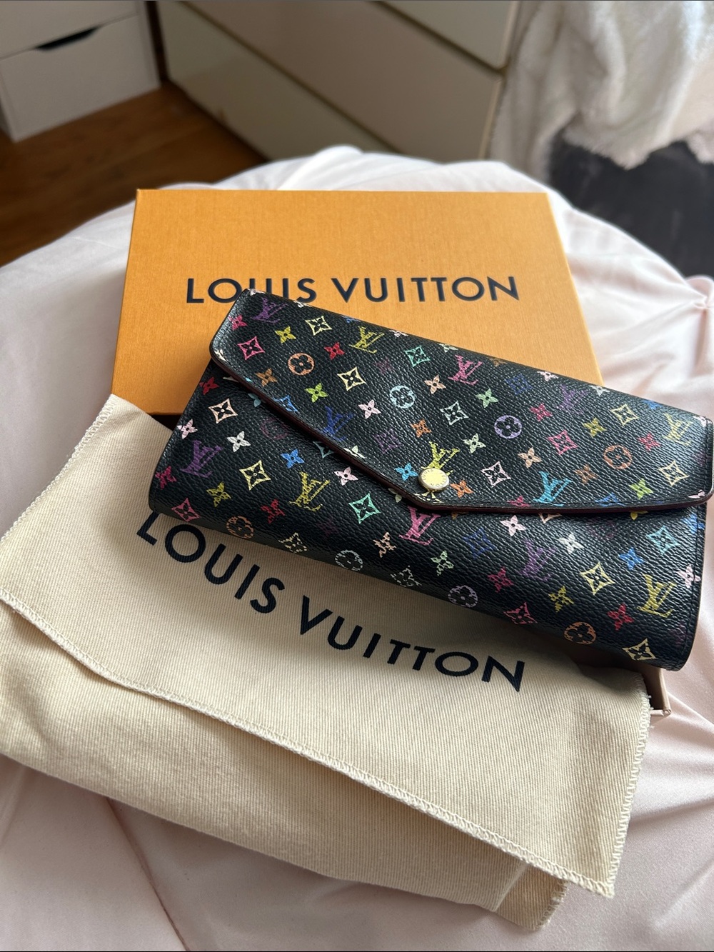EUC RARE Louis Vuitton Black Murakami Monogram Wallet - FULL INCLUSION w/COA